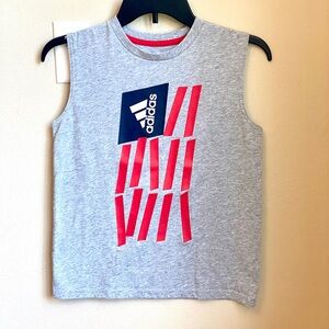 Worn Once Boys Adidas S 8 4th July American Flag Muscle Tee Tank Grey Red Blue